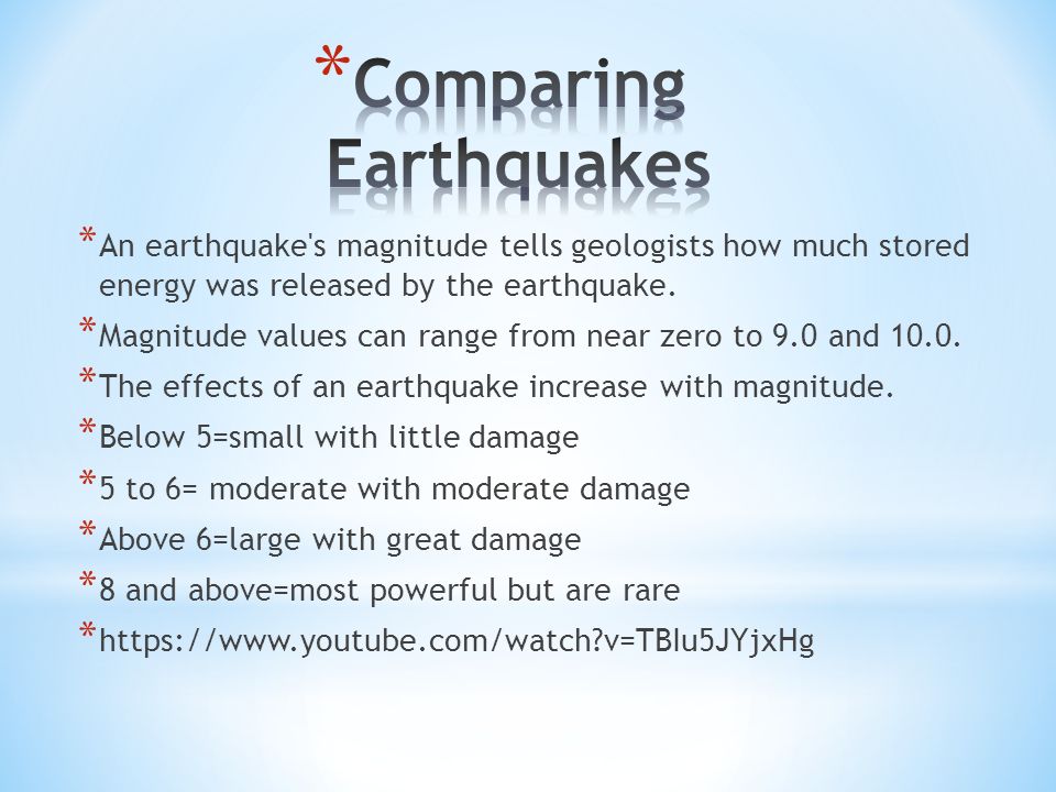 Comparing Earthquakes